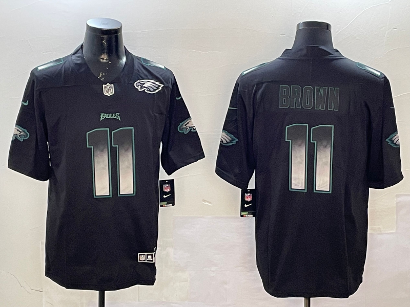 Men Philadelphia Eagles #11 Brown black 2025 Nike NFL jersey style 008